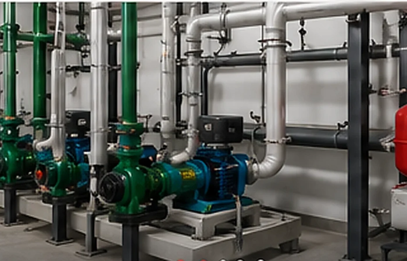 Commercial plumbing pumps and piping